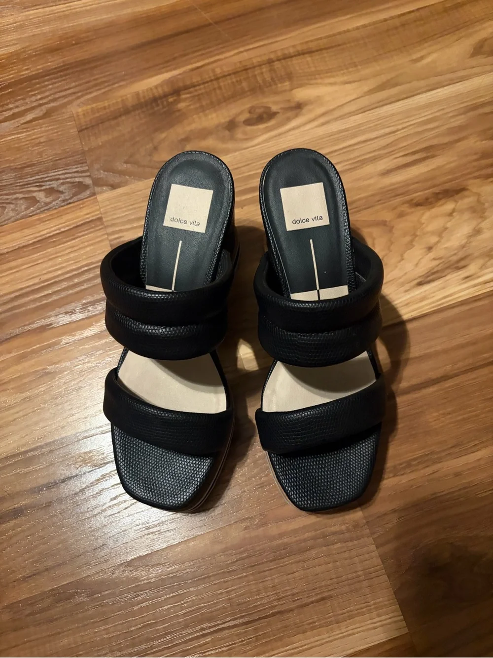 Dolce Vita Black Wedge Slide Sandals